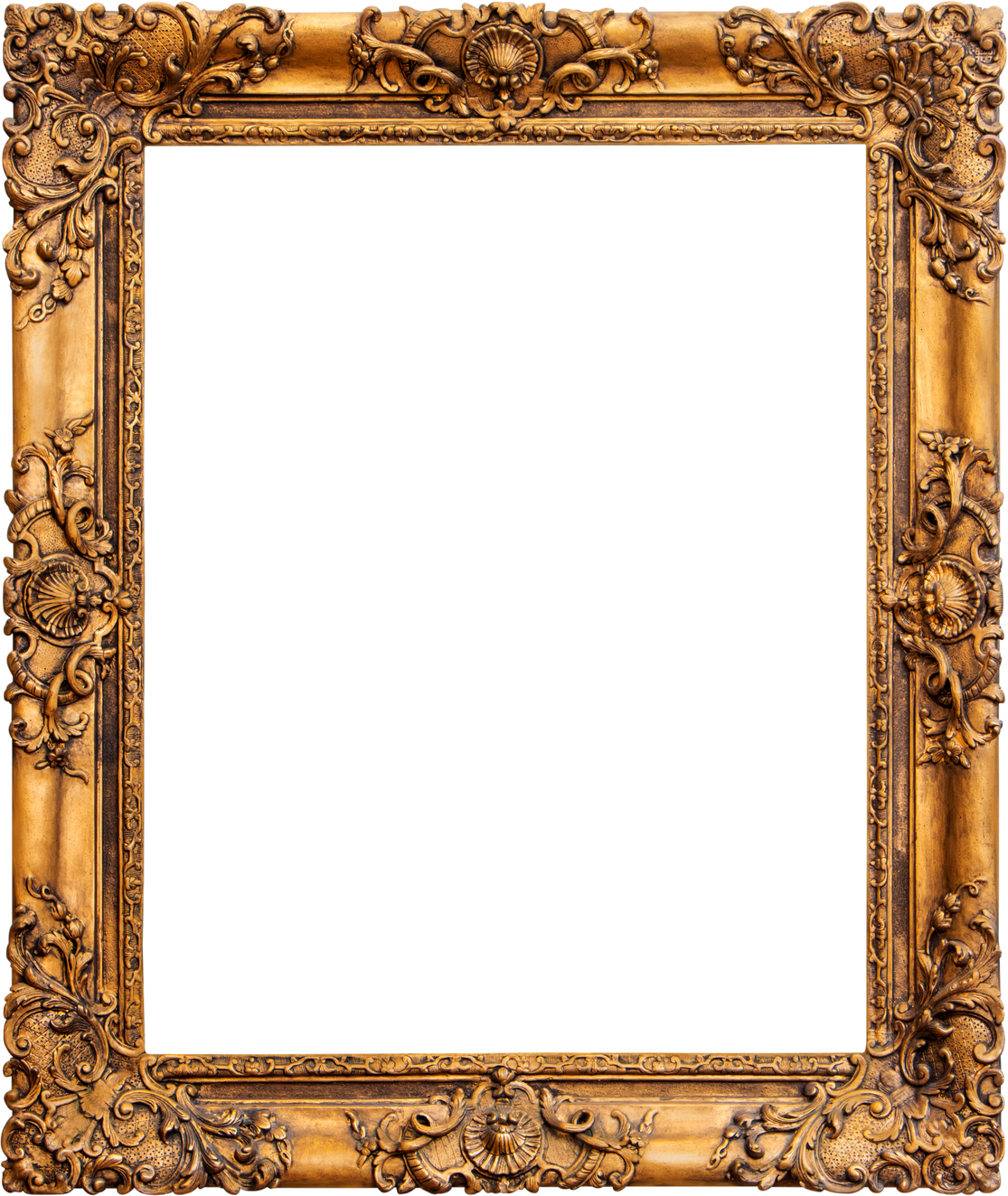 Wooden Vintage Rectangular Gilded Antique Empty Picture Frame